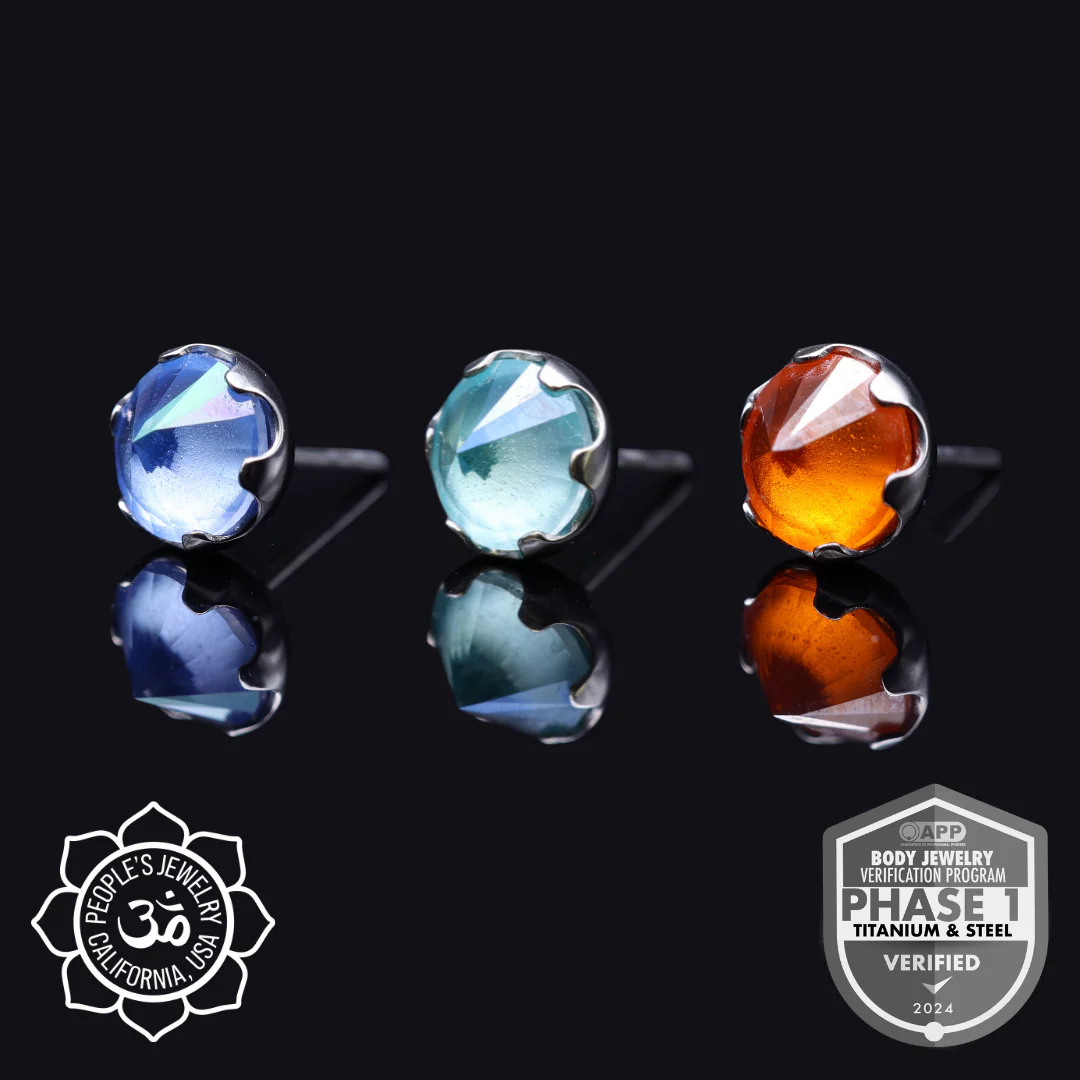 Threadless Frosted Inverted Prong-Set Gems by Peoples Jewelry