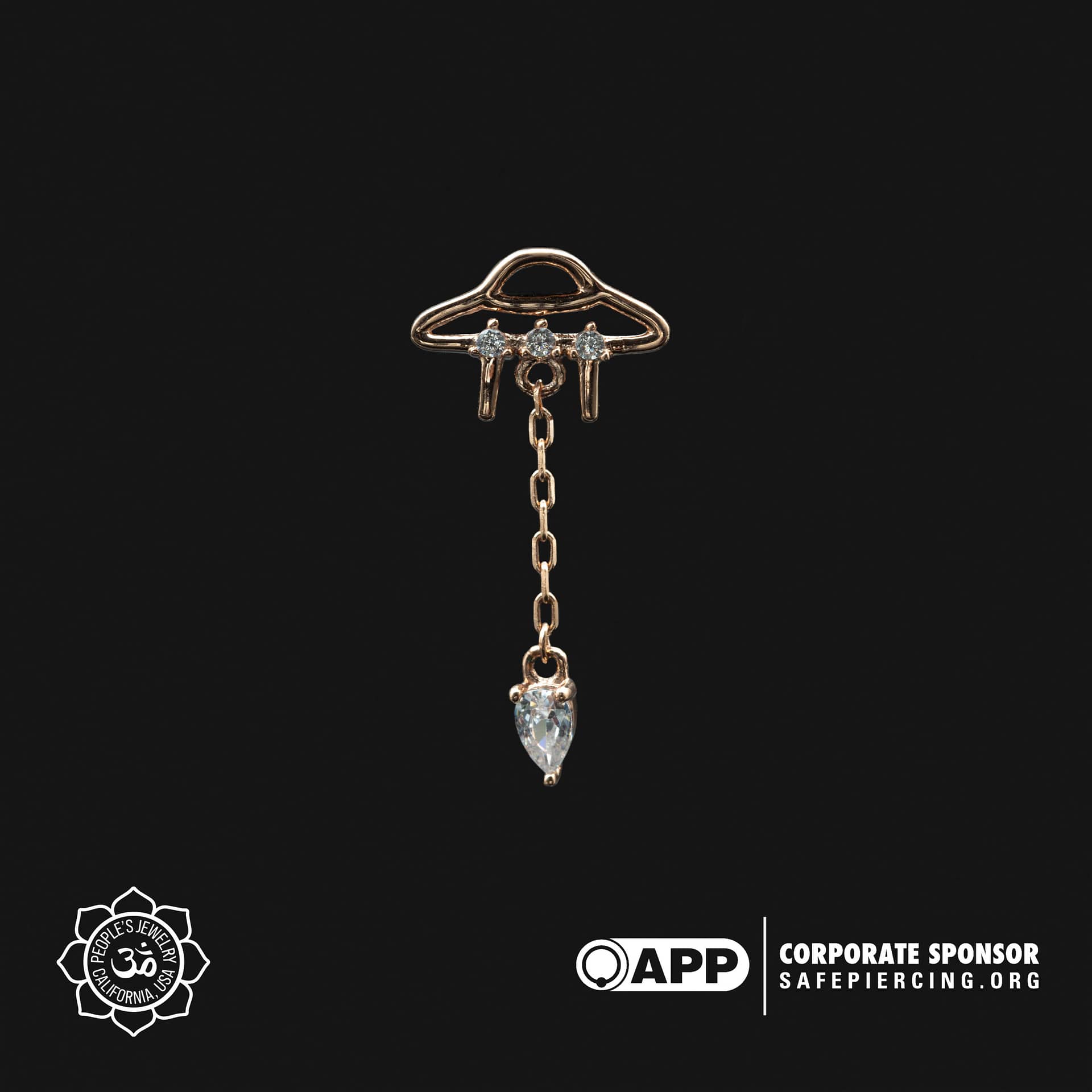 14k Gold UFO Threadless End by Peoples Jewelry