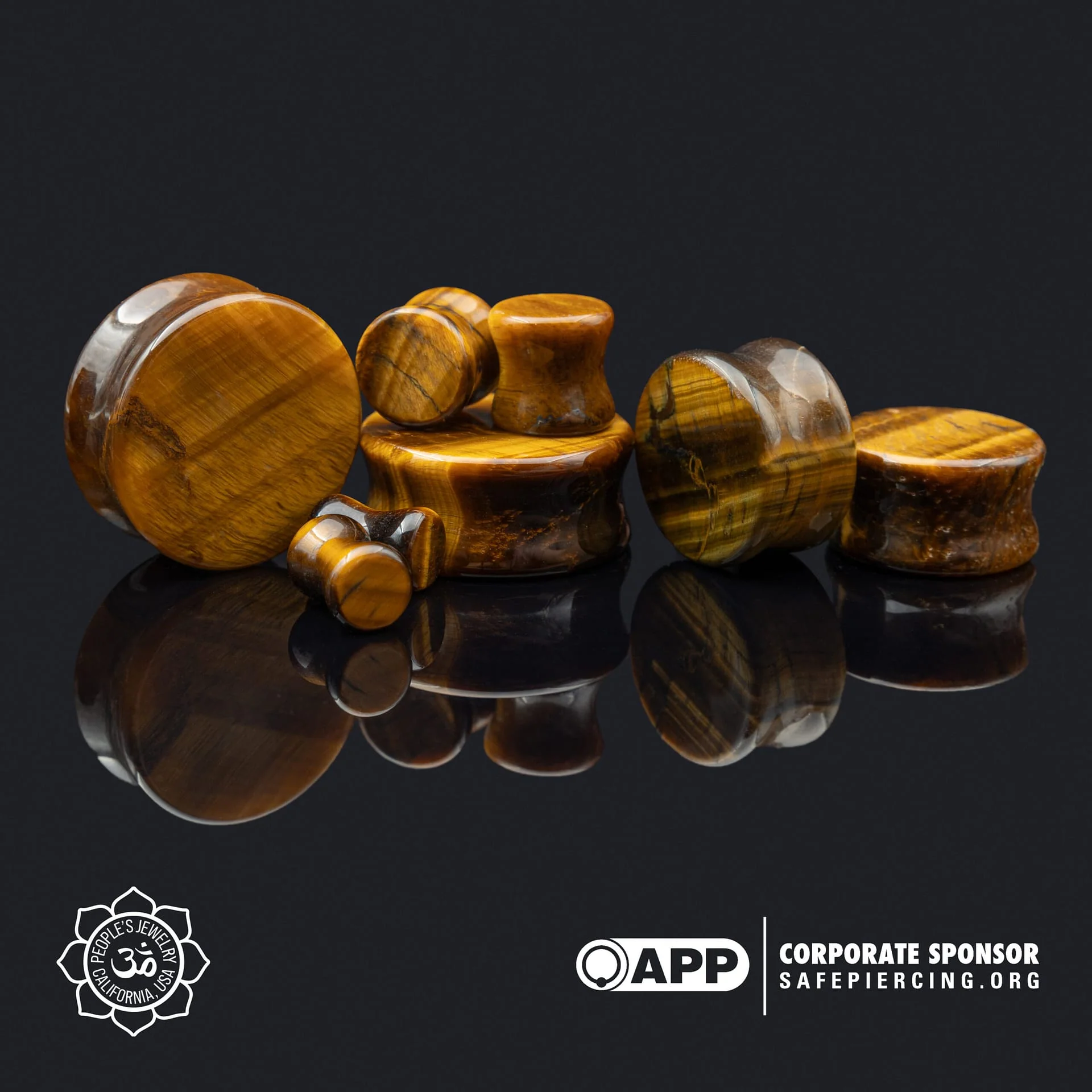 Yellow Tigers Eye Plugs by Peoples Jewelry